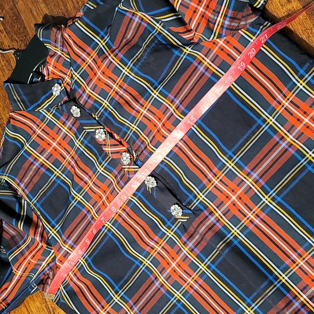 J. Crew Plaid with Rhinestones-Button Up - Picture 8 of 9